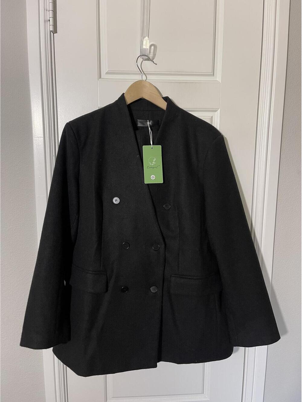 Women’s Pant Suits Size 2XL Black 2 Pieces Double Breasted W238